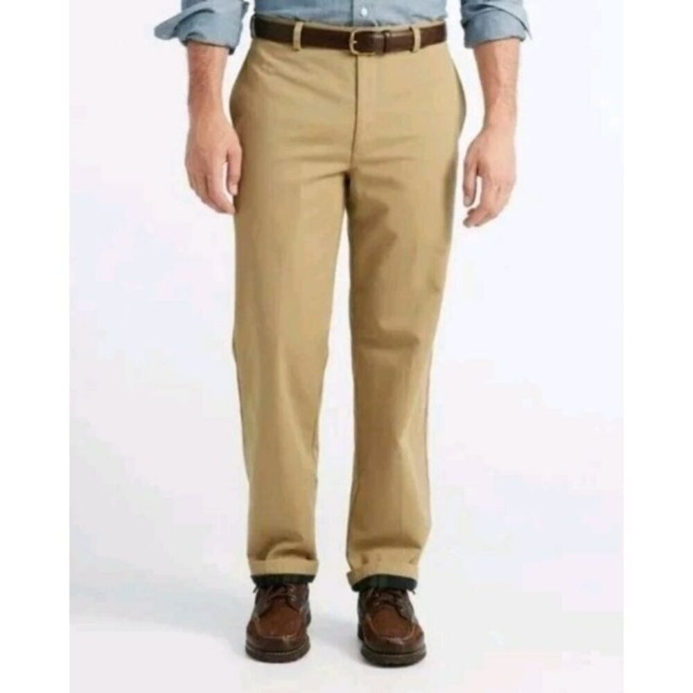 L.L. Bean Mens Classic Fit Khaki Flannel-Lined Cotton Pants 37x29